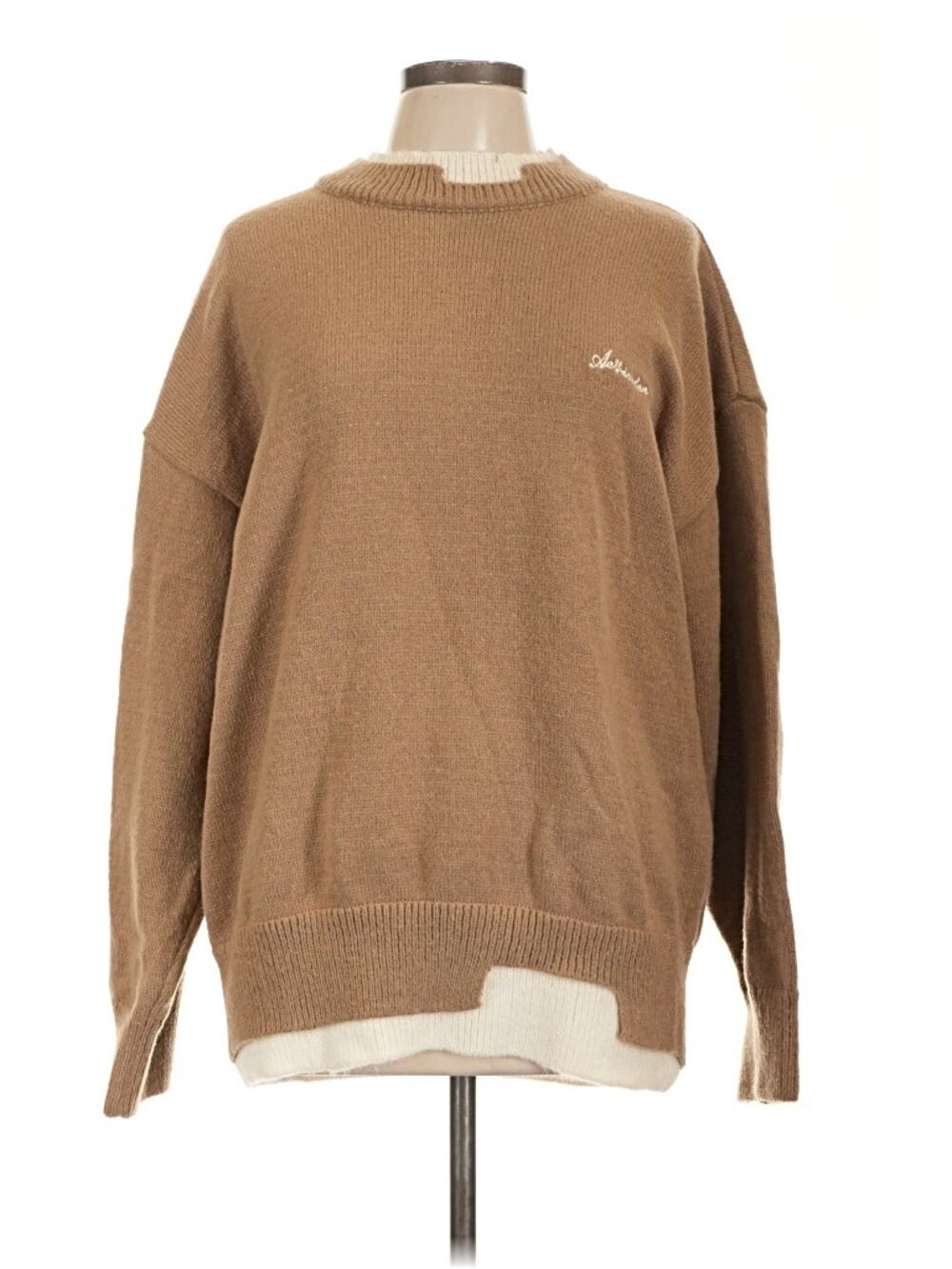NWT Aelfric Eden Brown/Cream Faux Two-Piece Sweater - Large